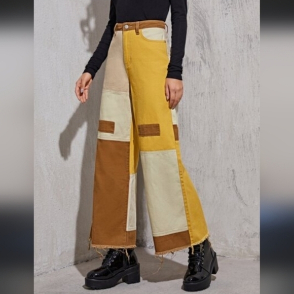 Colorblock Wide-Leg Pants Size Large - Picture 9 of 10
